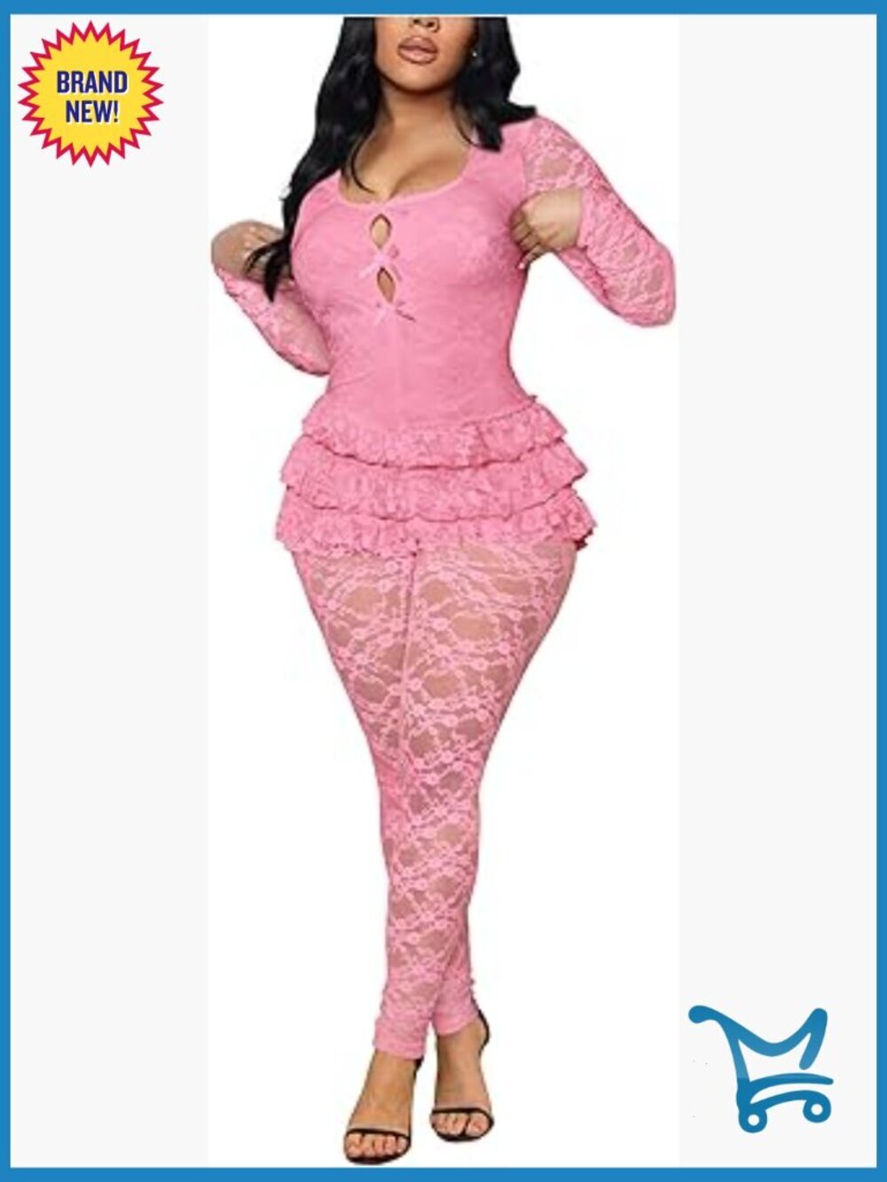 Women's Lace Cutout Jumpsuit Dressy One Piece Party Clubwear